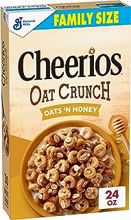 Cheerios Oat Crunch Oats & Honey Oat Breakfast Cereal, Family Size, 24 oz