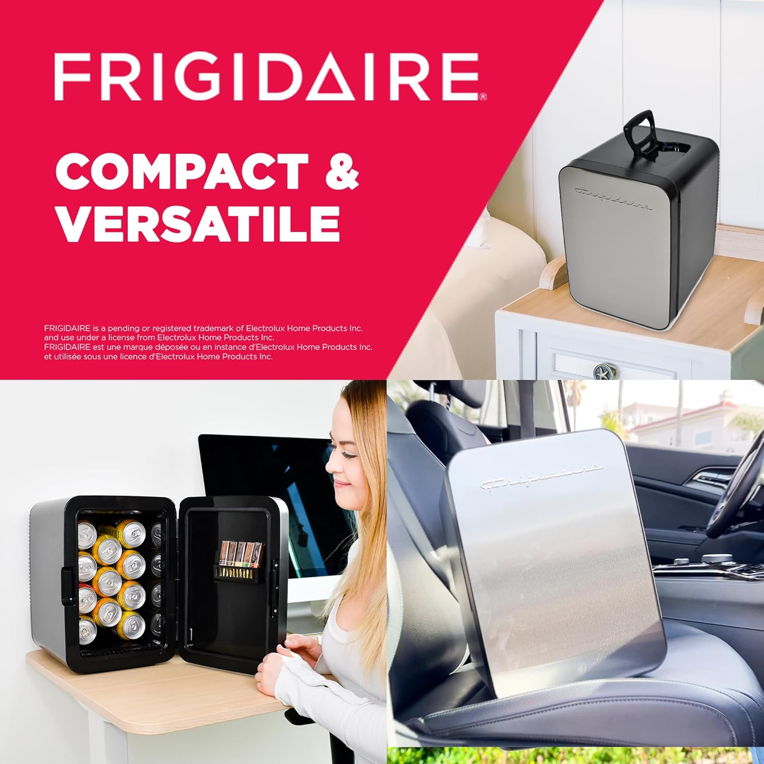 FRIGIDAIRE Portable 10L, 15-can Mini Fridge Brushed Stainless Rugged Refrigerator, EFMIS188-SS-2