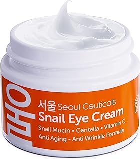 SeoulCeuticals Korean Snail Mucin Eye Cream - 97.5% Snail Filtrate K Beauty Anti Aging Under Eye Anti Wrinkle Eye Treatment Cream 0.5oz