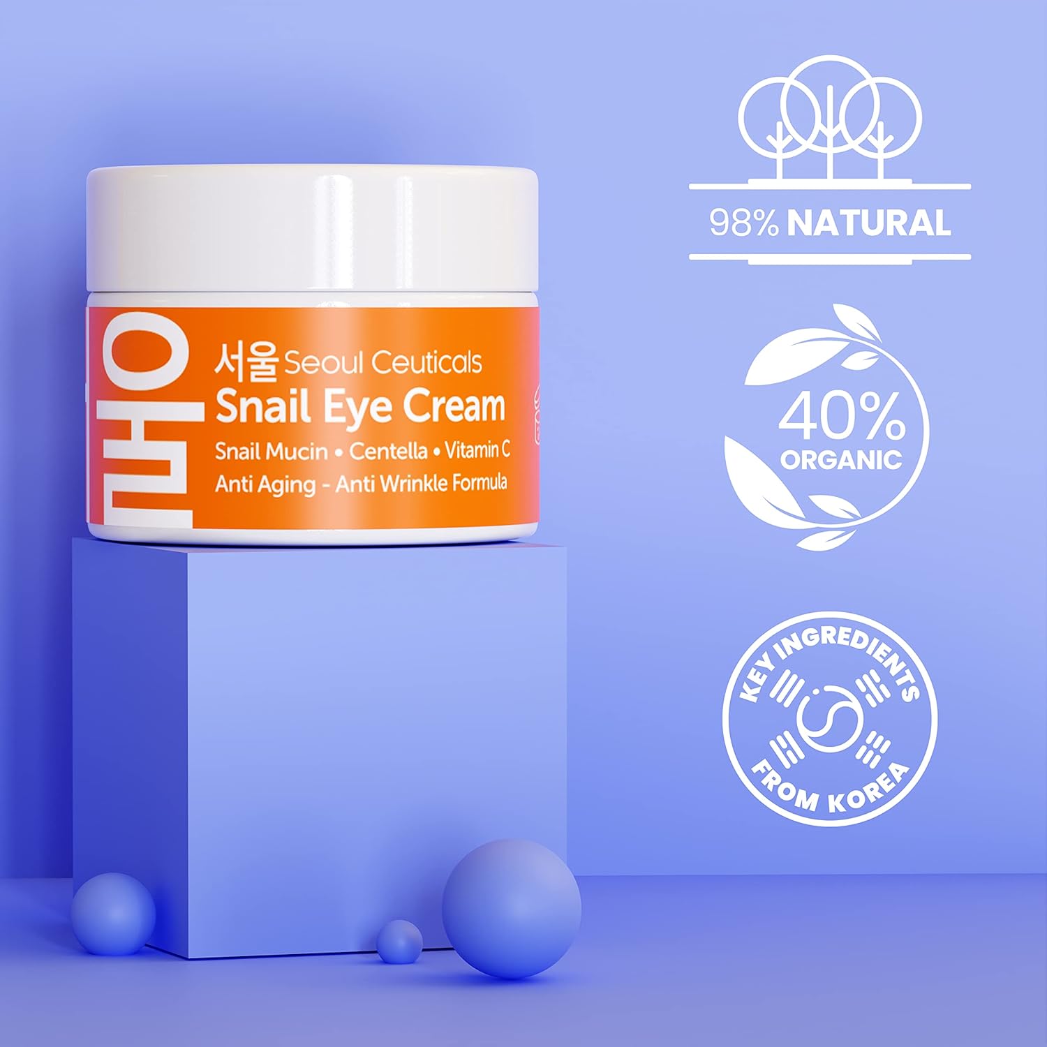 SeoulCeuticals Korean Snail Mucin Eye Cream - 97.5% Snail Filtrate K Beauty Anti Aging Under Eye Anti Wrinkle Eye Treatment Cream 0.5oz-2