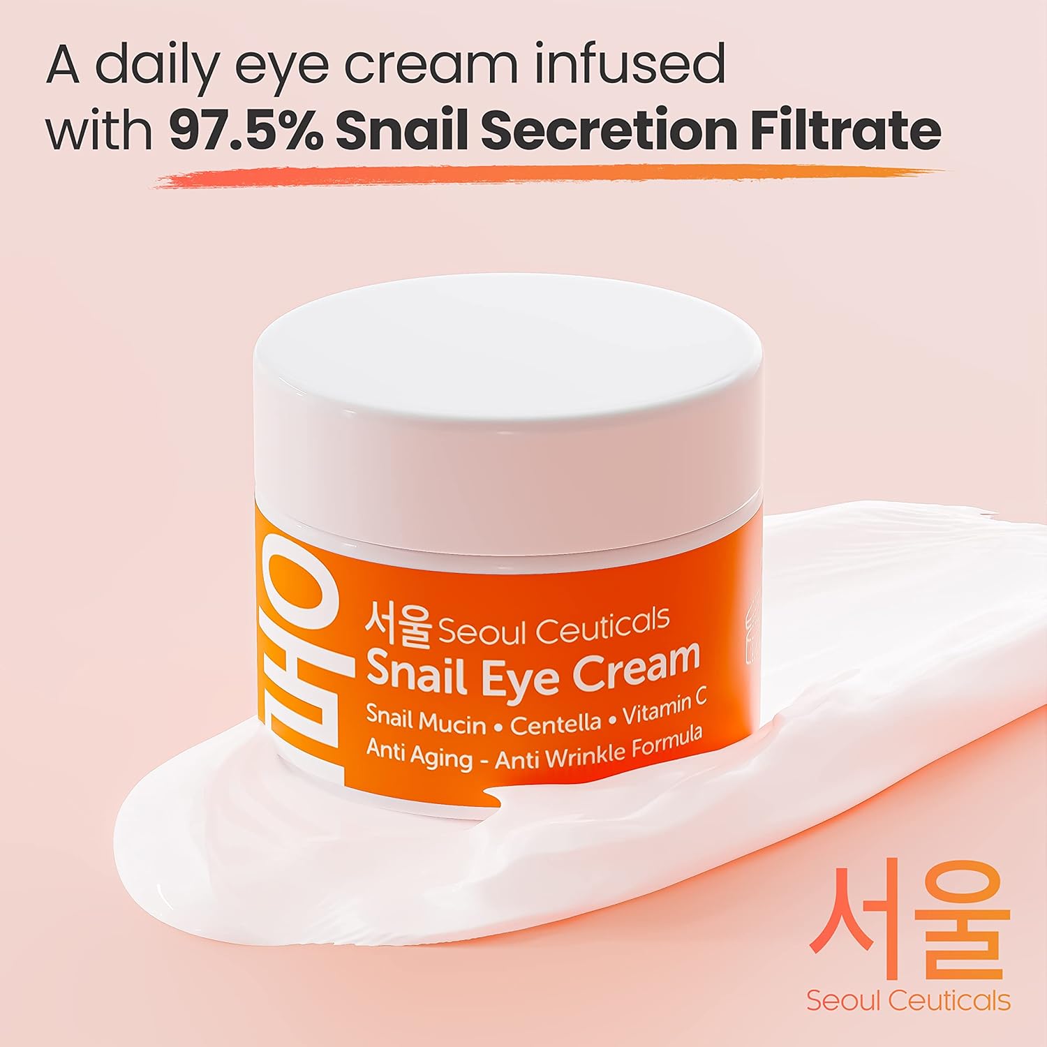 SeoulCeuticals Korean Snail Mucin Eye Cream - 97.5% Snail Filtrate K Beauty Anti Aging Under Eye Anti Wrinkle Eye Treatment Cream 0.5oz-3