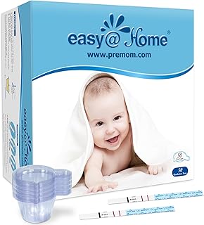 Easy@Home Ovulation Test Predictor Kit : Accurate Fertility Test for Women (Width of 5mm), Fertility Monitor Test Strips, 50 LH Strips with 50 Urine Cups