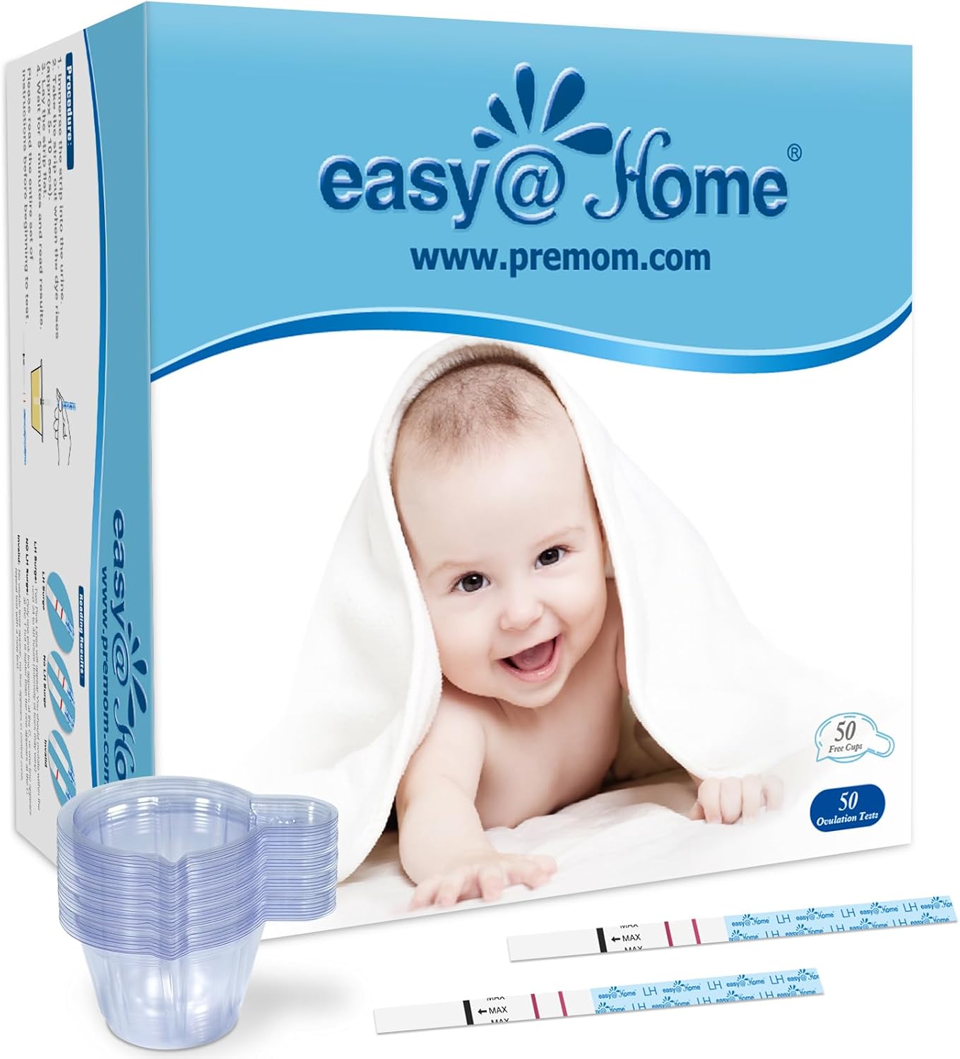 Easy@Home Ovulation Test Predictor Kit : Accurate Fertility Test for Women (Width of 5mm), Fertility Monitor Test Strips, 50 LH Strips with 50 Urine Cups-0