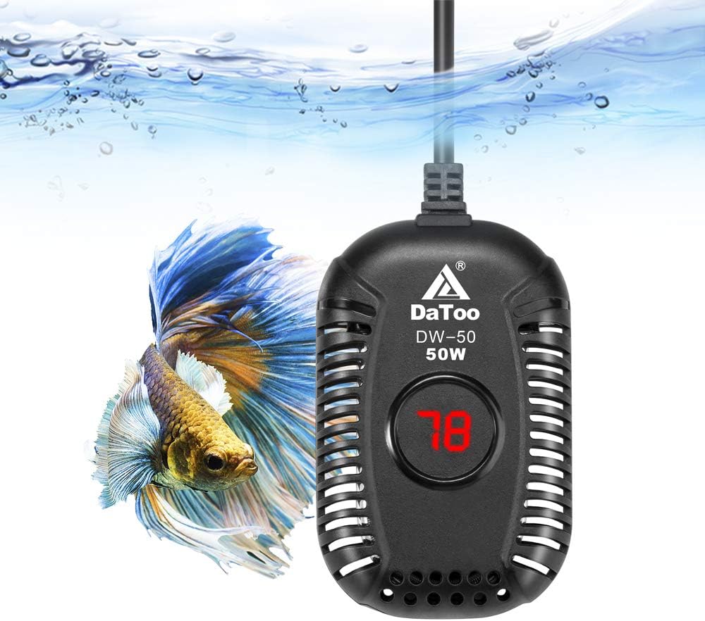 Small Aquarium Heater 50W Mini Fish Tank Heater 50 Watt Submersible with LED Temperature Display-0