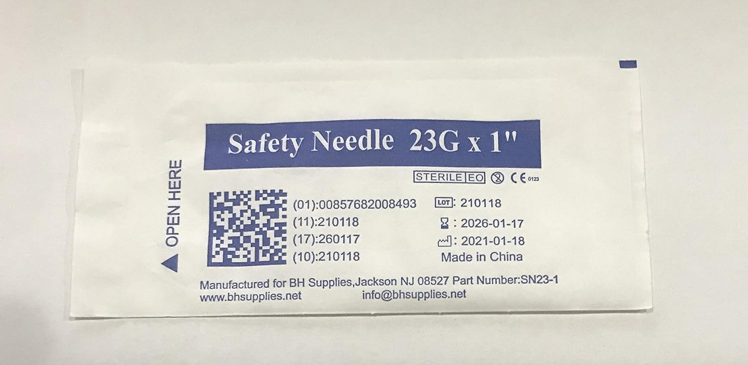 BH SUPPLIES Safety Needle 23G x 1" (Box of 100)-2