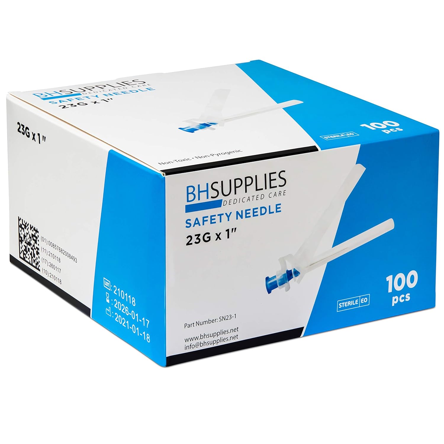 BH SUPPLIES Safety Needle 23G x 1" (Box of 100)-3