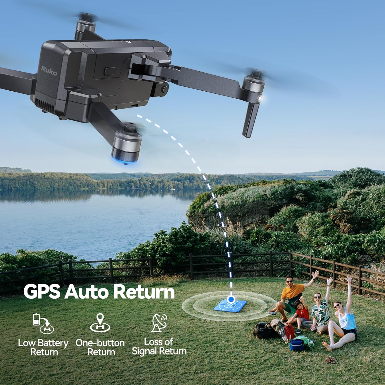 Ruko F11GIM2 Drones with Camera for Adults 4K, 64Mins Flight Time, Gimbal & EIS 4K Camera, 9842ft Digital video Transmission, GPS Auto-return Professional Quadcopter, Level 6 Wind Resistance-6