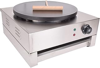 KOUWO Electric Crepe Maker 16" Large Crepe Machine Maker Pancake Making Machine Flat Plate Crepe Griddle (Silver(110V))