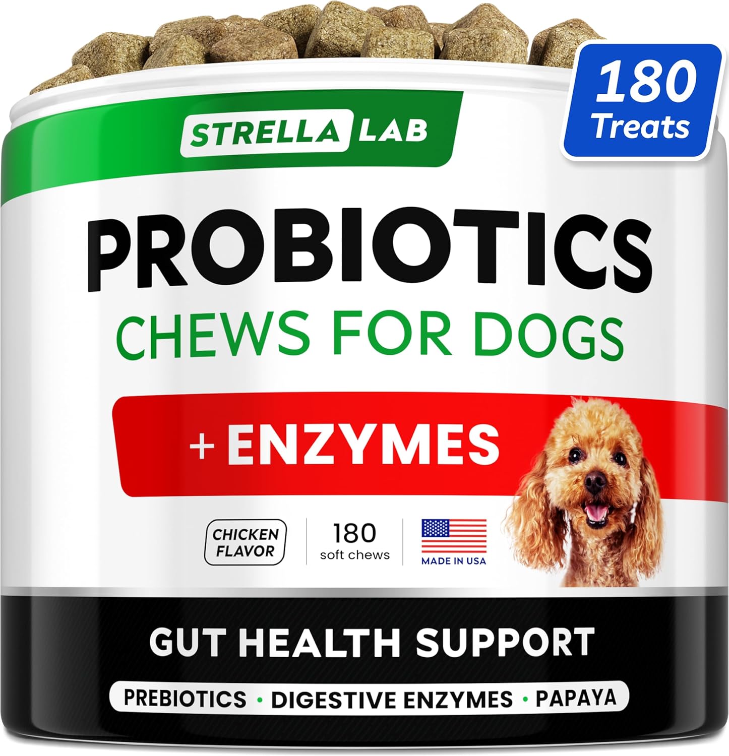 STRELLALAB Green Grass Chews - Pee Grass Spot Saver Caused by Dog Urine - Urine Neutralizer for Lawn, Gut Health Probiotics & Digestive Enzymes,Lawn Burn from Dog Urine, Grass Burn Spot Chews-0