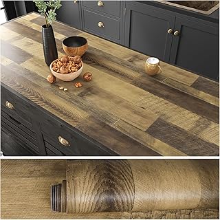 VEELIKE Butcher Block Contact Paper for Countertops Peel and Stick Waterproof Wood Contact Paper Wood Wallpaper Textured Countertop Vinyl Wood Grain Contact Paper for Kitchen Walls Floor 15.7''x354''