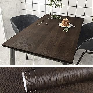 VEELIKE 15.7''x118'' Dark Wood Wallpaper Peel and Stick Removable Waterproof Wood Grain Contact Paper Self Adhesive Decorative Wood Vinyl Wrap for Cabinets Countertops Furniture Shelves Drawer Liners