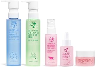 W7 Self-Care Skincare Set - 5-Step Daily Routine Gift Set - Includes Hydrating Cleanser, Soothing Toner, Anti-Ageing Serum, Repairing Moisturizer & Lip Mask - Suitable for All Skin Types