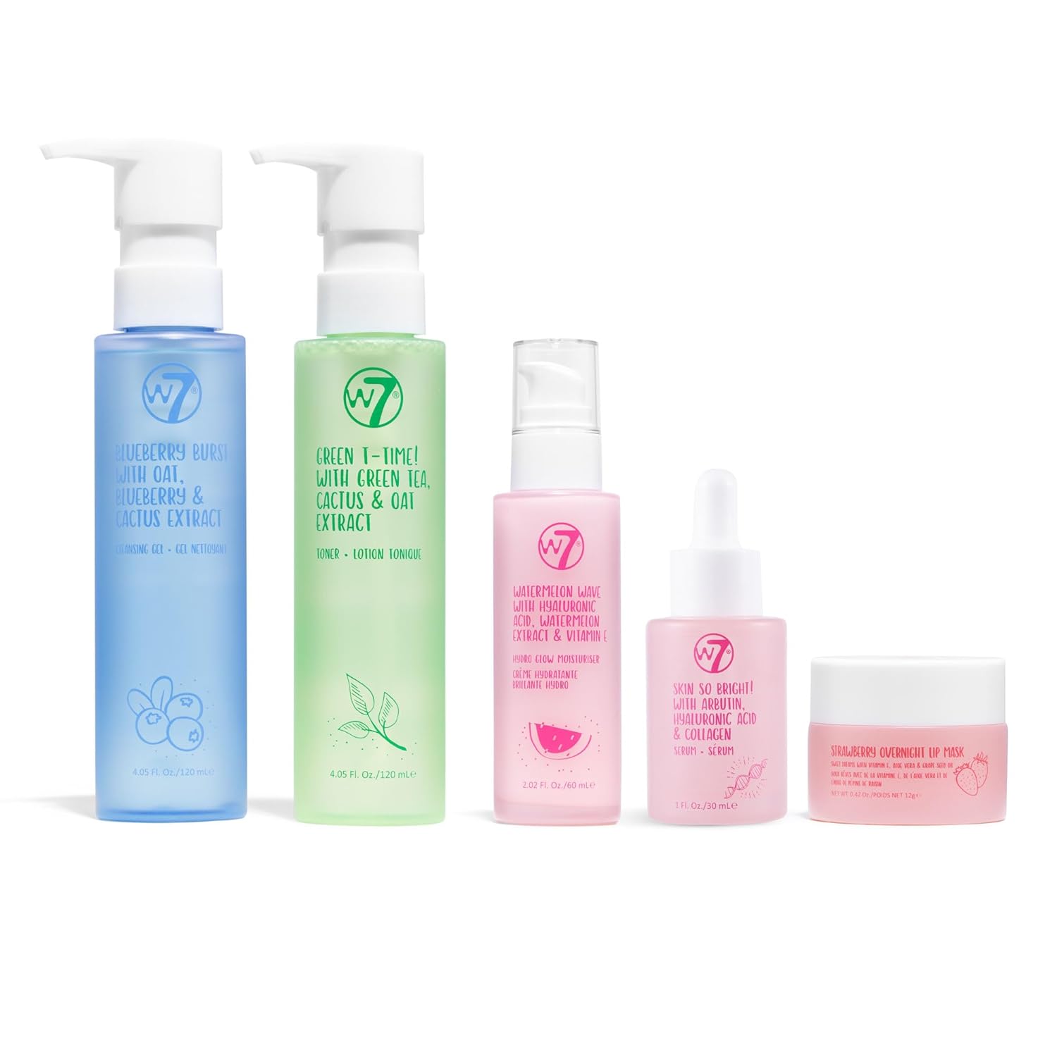 W7 Self-Care Skincare Set - 5-Step Daily Routine Gift Set - Includes Hydrating Cleanser, Soothing Toner, Anti-Ageing Serum, Repairing Moisturizer & Lip Mask - Suitable for All Skin Types-0