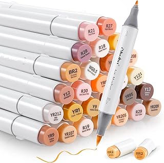 Ohuhu Brush Markers Skin Tone - 36 Portrait Skin Colors Double Tipped Art Marker Set for Artist Adults Coloring Illustration- Refillable- Brush & Fine Dual Tips- Honolulu B of Ohuhu Markers