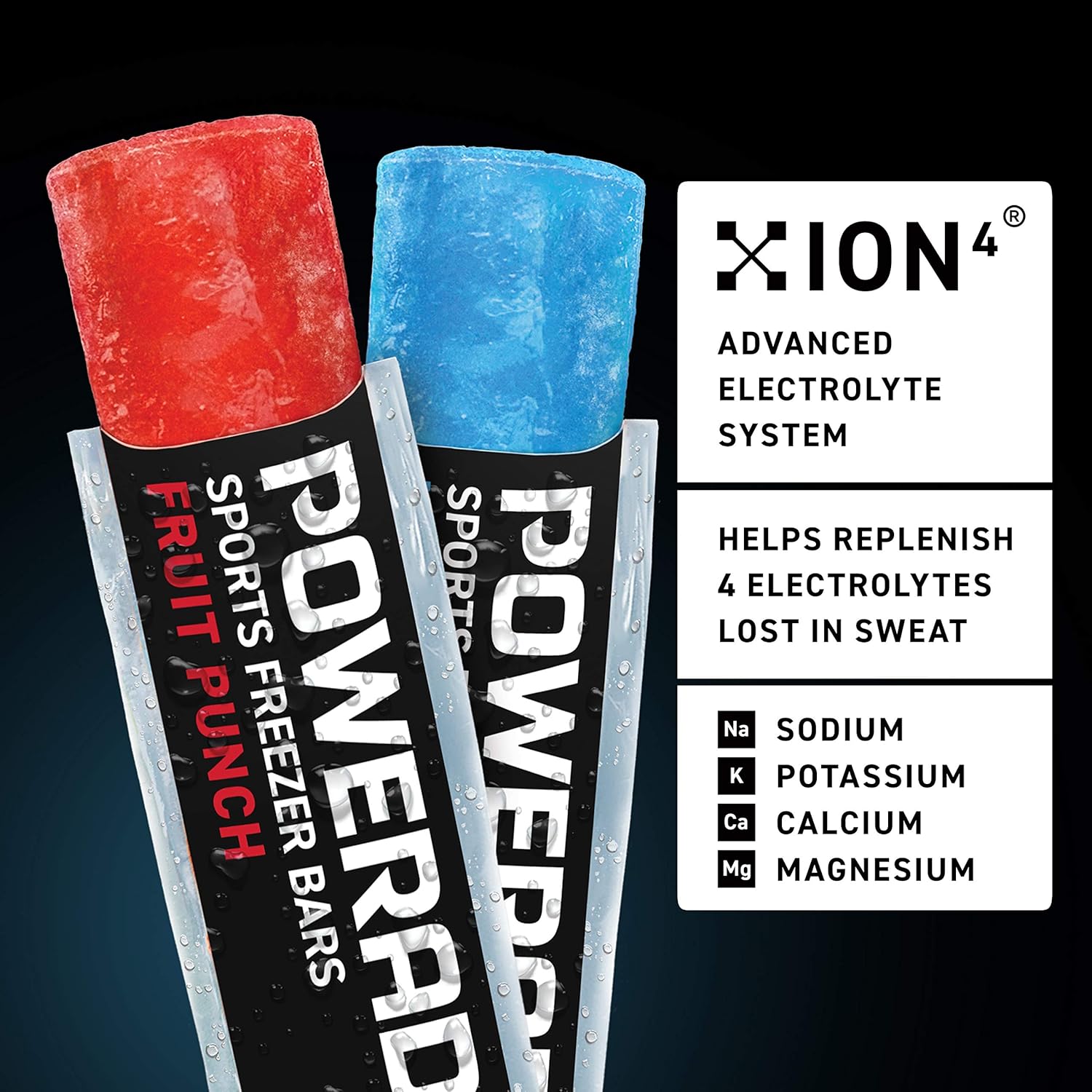 POWERADE Sports Freezer Bars, Giant Sized 5.5 oz Refreshing Ice Pops with Electrolytes B Vitamins – Naturally Flavored, Mountain Berry Blast and Fruit Punch, 45 Total Freezer Bars-1