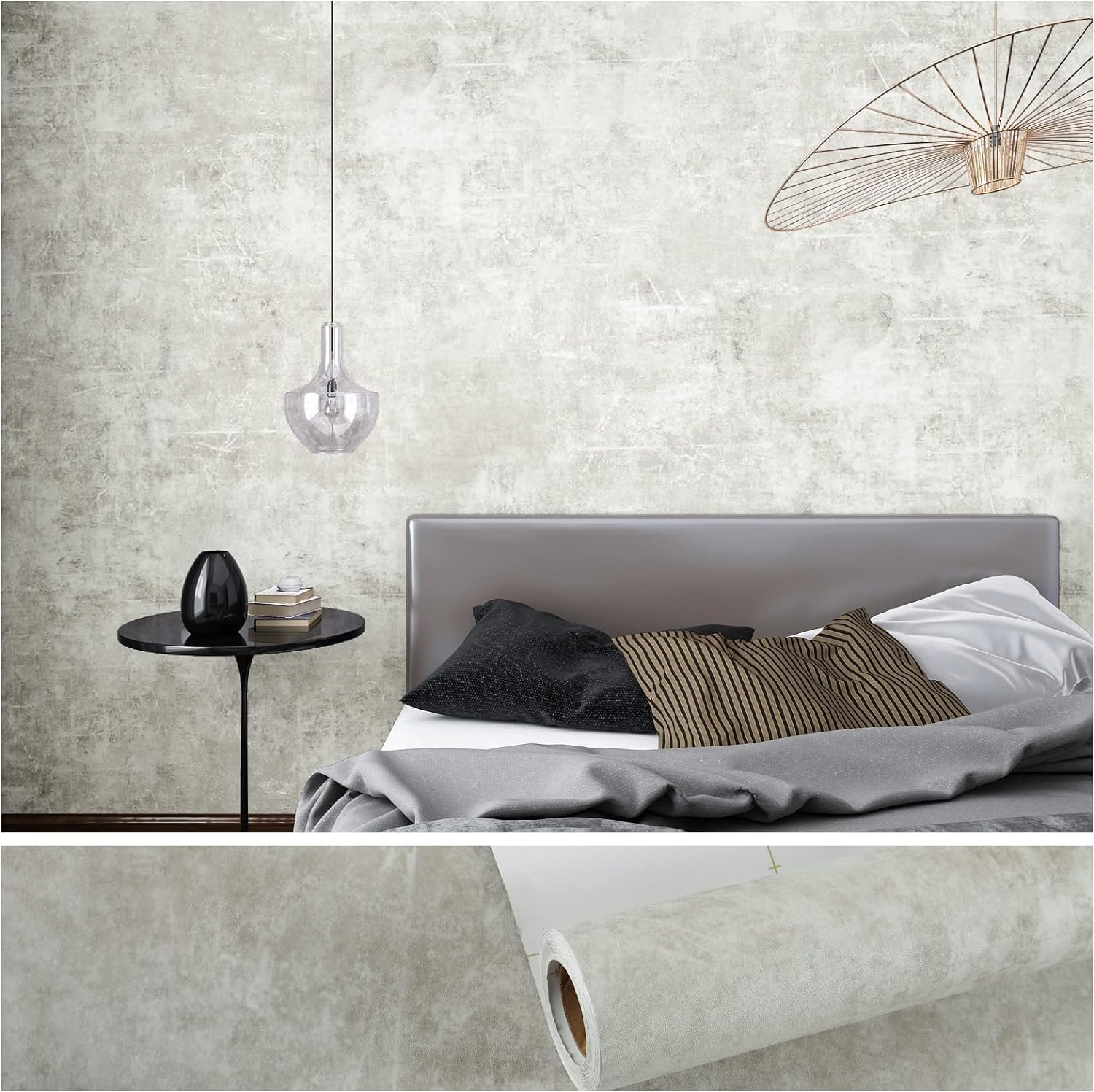 VEELIKE 15.7''x354'' Concrete Contact Paper for Countertops Waterproof Light Concrete Wallpaper Texture Peel and Stick Concrete Wall Paper Self Adhesive Cement Murals Removable for Cabinets Furniture-0