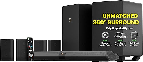 Nakamichi Shockwafe Ultra 9.2.4 Channel Dolby Atmos/DTS:X Soundbar with Dual 10" Subwoofers (Wireless), 4 Rear Surround Effects Speakers, eARC and SSE Max Technology (Flagship)