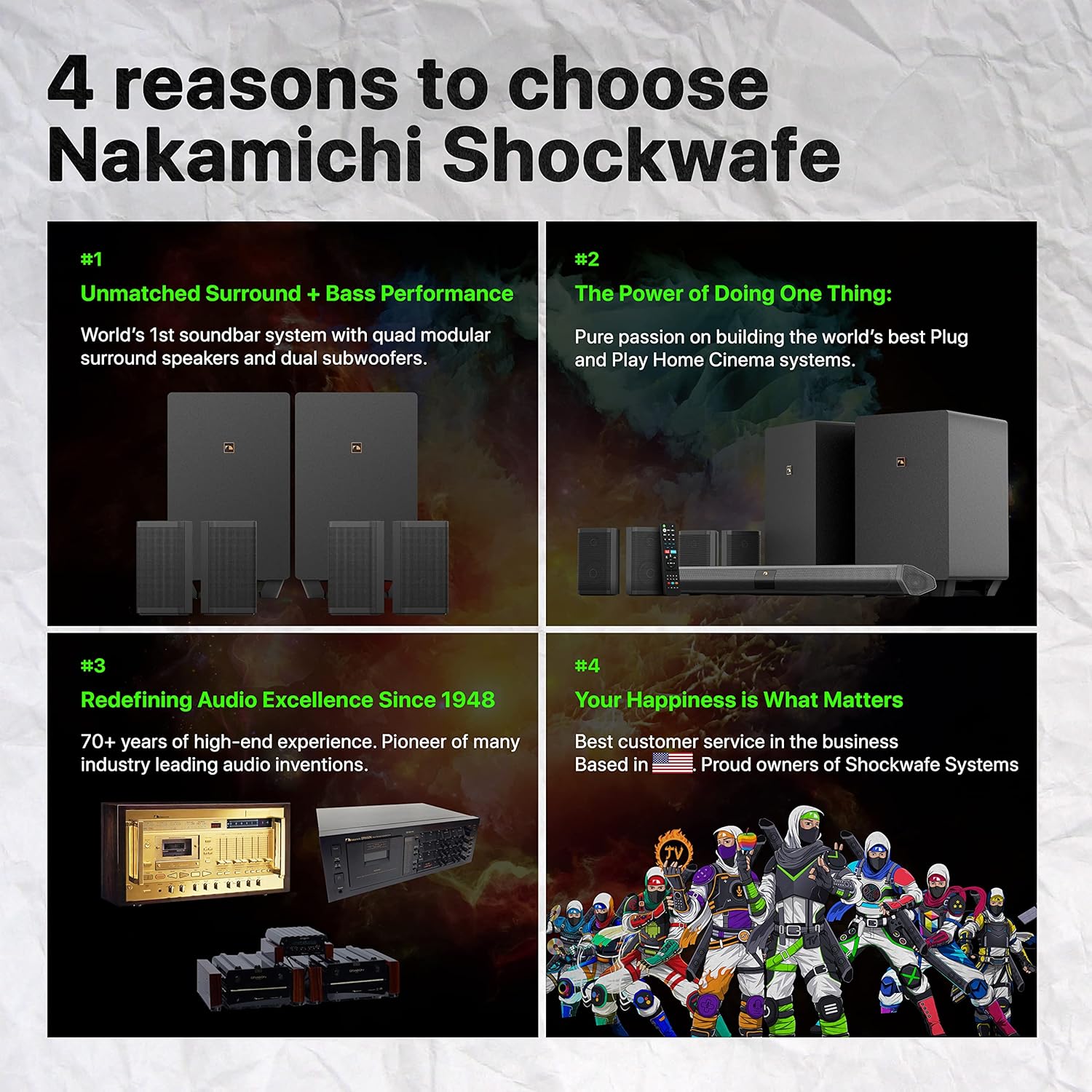 Nakamichi Shockwafe Ultra 9.2.4 Channel Dolby Atmos/DTS:X Soundbar with Dual 10" Subwoofers (Wireless), 4 Rear Surround Effects Speakers, eARC and SSE Max Technology (Flagship)-7