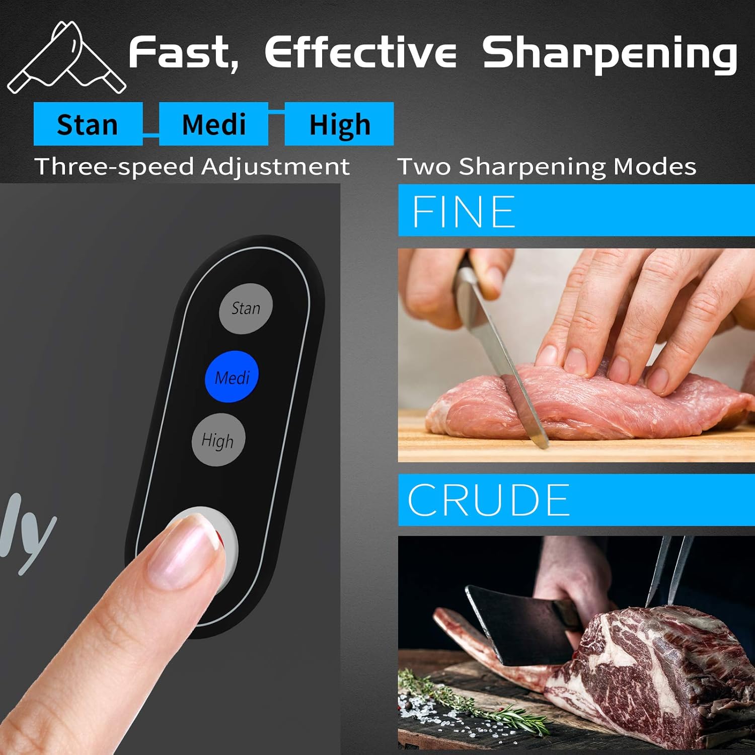 Electric Knife Sharpener, Enteenly Kitchen Knife Sharpening Kit Helps Repair, Restore and Polish Blades - Gray-4