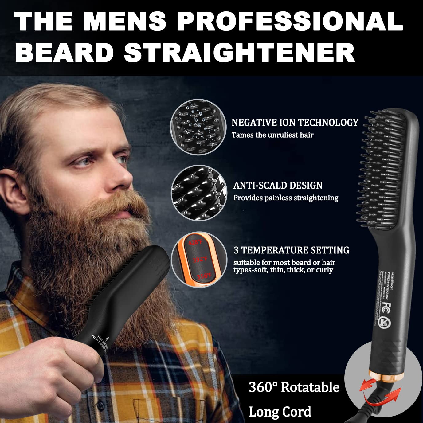 Beard Kit,Beard Grooming Kit,w/Beard Straightener,Beard Oil,Beard Balm,Beard Comb,Beard Scissor,Razor & Brush Stands,Bag,E-Book,Beard Care Christmas Dad Gifts for Men Him Father-2