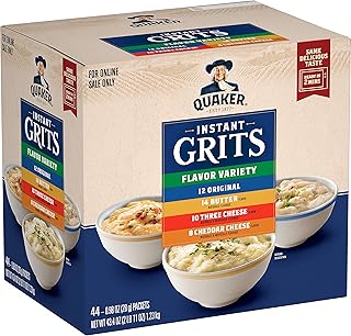 Quaker Instant Grits, 4 Flavor Variety Pack, 0.98oz Packets,44 Count (Pack of 1)