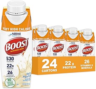 Boost Very High Calorie Vanilla Nutritional Drink – 22g Protein, 530 Nutrient Rich Calories, 8 Fl Oz (Pack of 24)