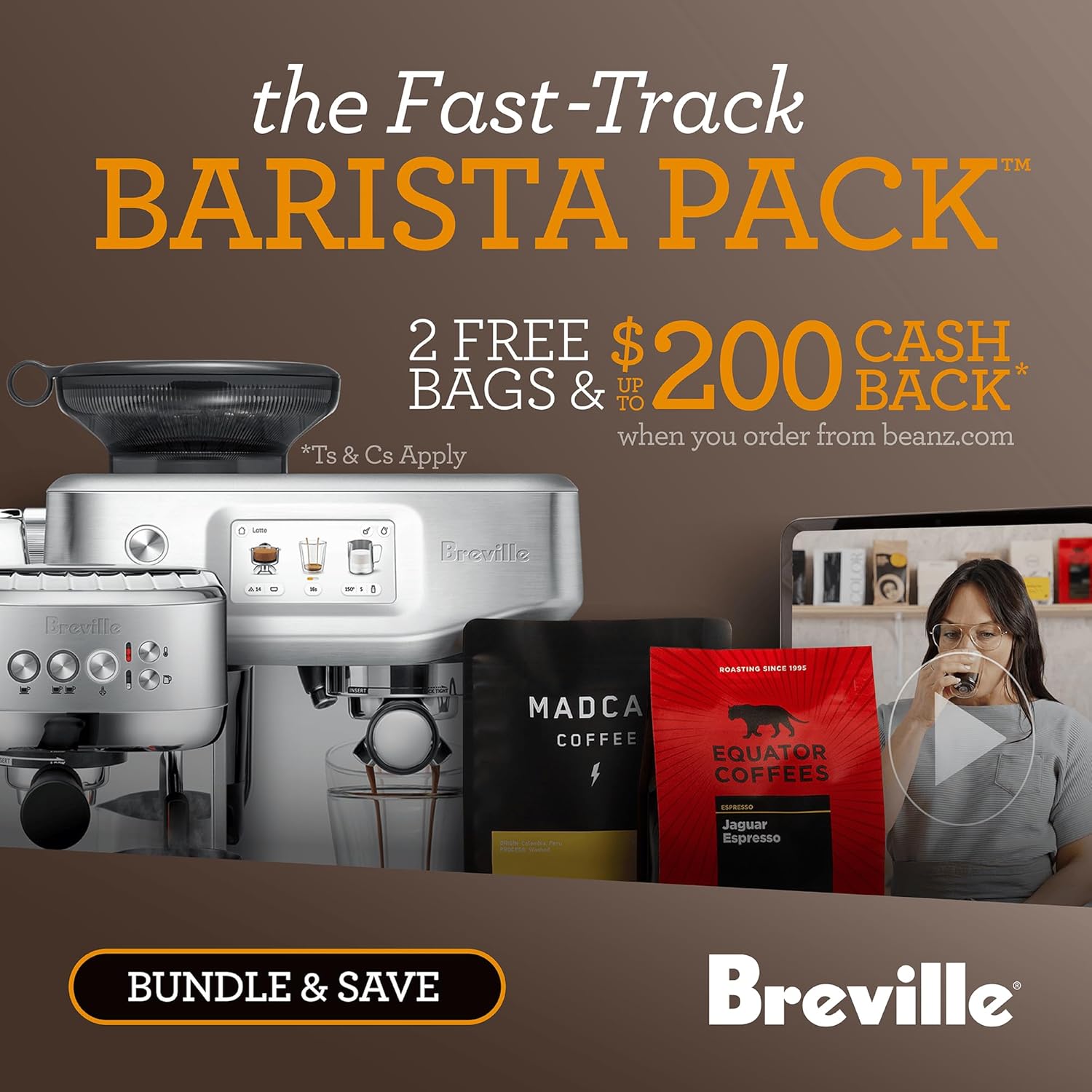 Breville the Barista Pro Espresso Machine with Grinder & Milk Frother, Espresso Maker with Seconds Heat Up, Cappuccino & Latte Machine for Home, BES878BTR, Black Truffle-1