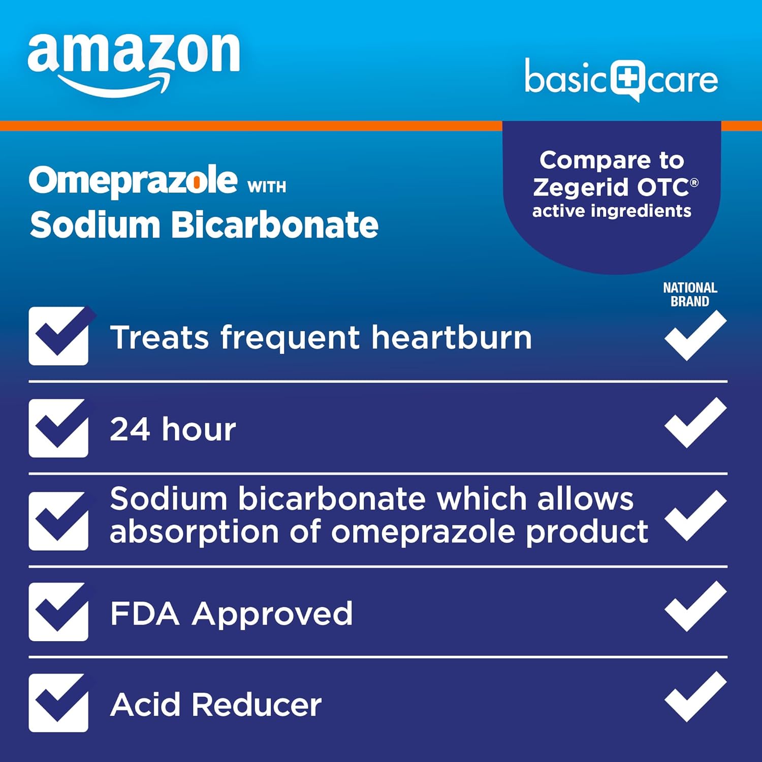 Amazon Basic Care Omeprazole and Sodium Bicarbonate Capsules, 20 mg/1100 mg, 24-Hour Frequent Heartburn Medicine, Acid Reducer Pills, 42 Count-2