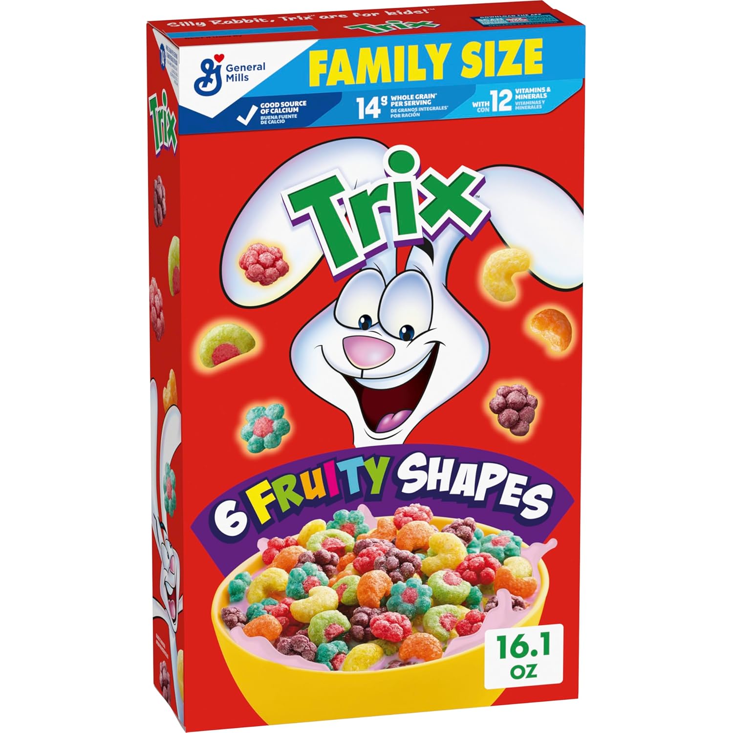 Trix Fruity Breakfast Cereal, 6 Fruity Shapes, Whole Grain, Family Size, 16.1 OZ-0