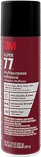 3M Super 77 Multipurpose Spray Adhesive, 13.8 oz., Provides Secure Bond In 15 Seconds, Dries Clear, Ideal For Plastic, Glass, Paper, Fabric, Wood, Foam, Cardboard, Fiberglass & More (77-DSC)