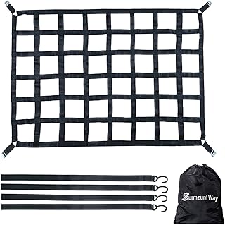 Surmountway Cargo Net for Pickup Truck Bed(42" x 50"), Truck Bed Cargo Net with Capacity 1100LBS, Heavy Duty Cargo Nets with Adjustable Cam Buckles & S-Hooks, Truck Cargo Net for Trailer Trucks