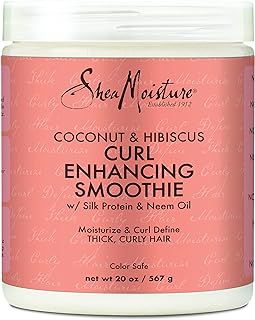 SheaMoisture Curl Enhancing Smoothie Hair Cream for Thick, Curly Hair Coconut and Hibiscus Sulfate Free and Paraben Free Curl Cream 20 oz