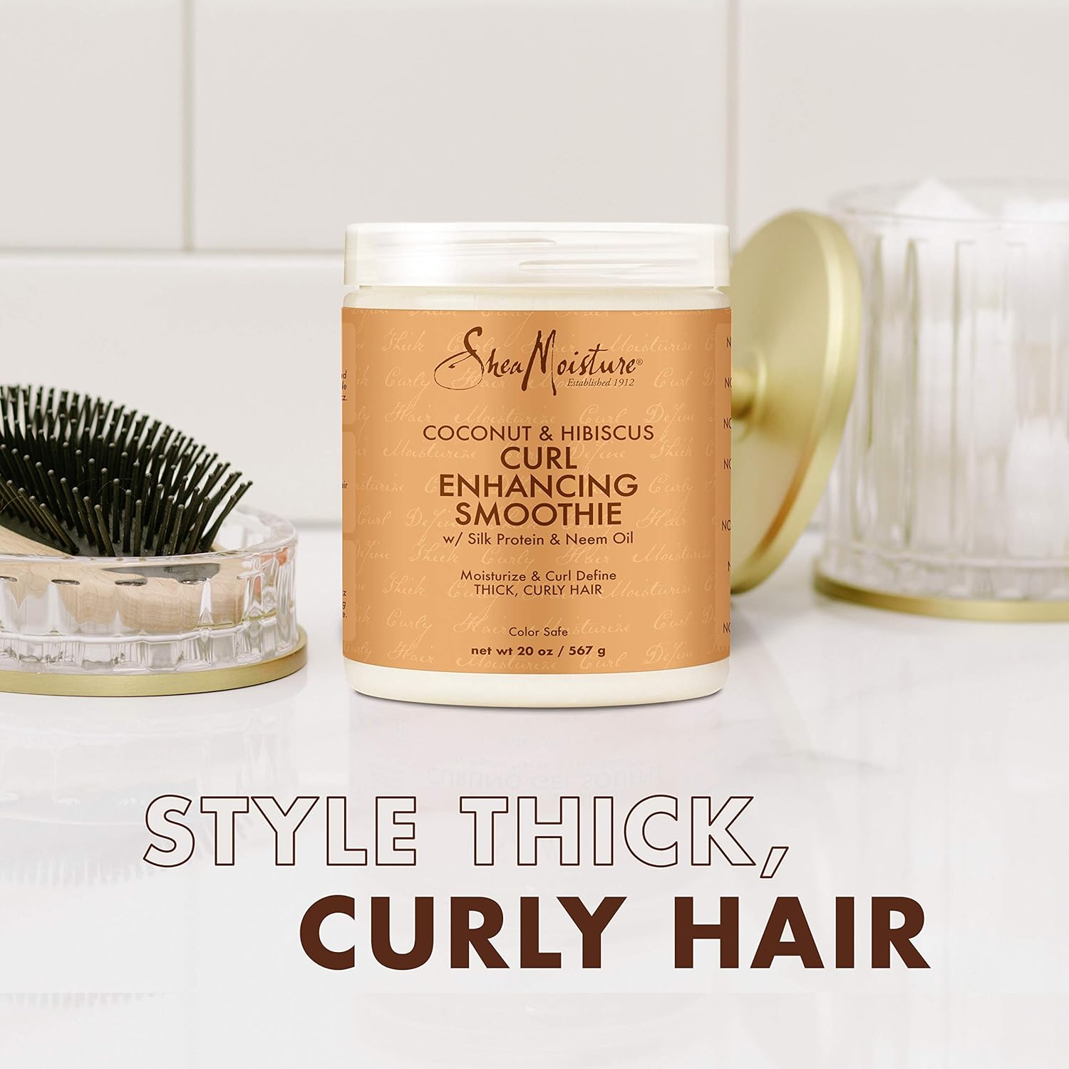 SheaMoisture Curl Enhancing Smoothie Hair Cream for Thick, Curly Hair Coconut and Hibiscus Sulfate Free and Paraben Free Curl Cream 20 oz-6