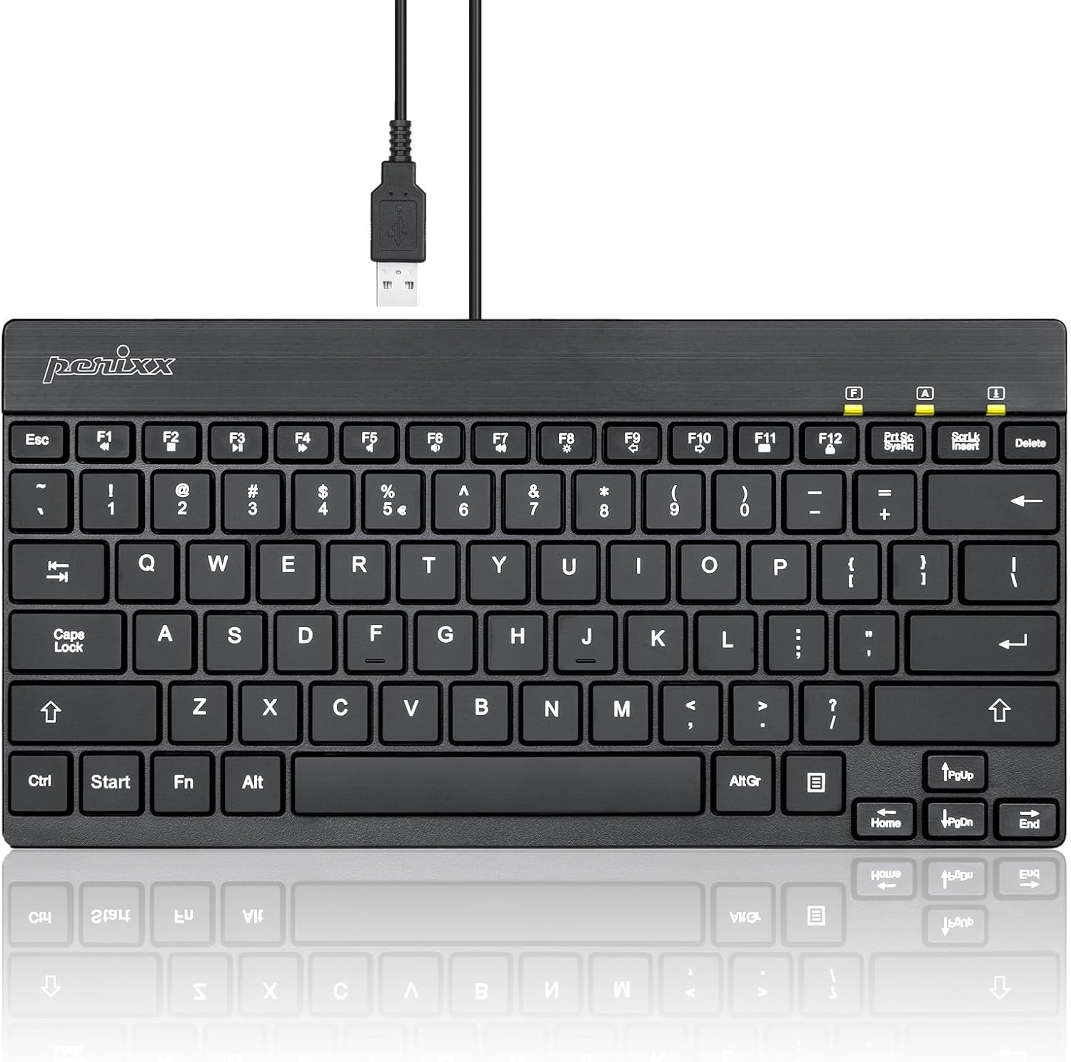 Perixx PERIBOARD-326 Wired Mini Backlit USB Keyboard with Low Profile Keys, US English Layout (11607)-0