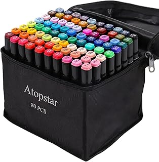 80 Colors Alcohol Markers Artist Drawing Art for Kids Dual Tip Adult Coloring Painting Supplies Perfect Boys Girls Students Adult(80 Black Shell)