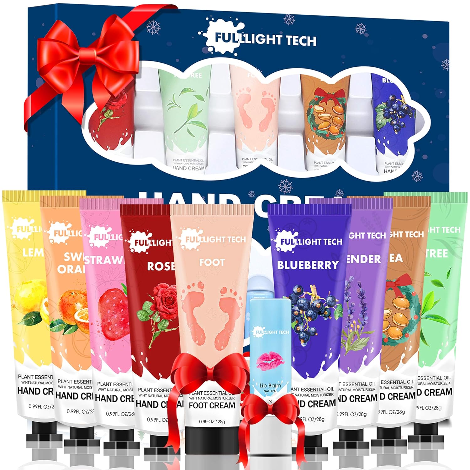 Hand Cream Gift Set 10 Packs w/Foot Cream & Lip Balm Moisturizing Hand Lotion w/Shea Butter for Dry Cracked Hands Skin,Unique Christmas Stocking Stuffers Gift for Women Wife Mom Her Grandma-0