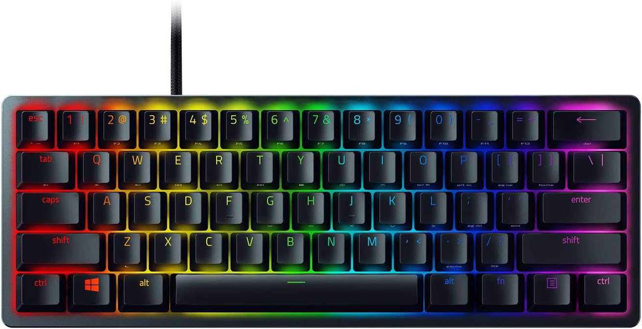 Razer Huntsman Mini 60% Gaming Keyboard: Fast Keyboard Switches - Clicky Optical Switches - Chroma RGB Lighting - PBT Keycaps - Onboard Memory - Snap Tap - Black-0