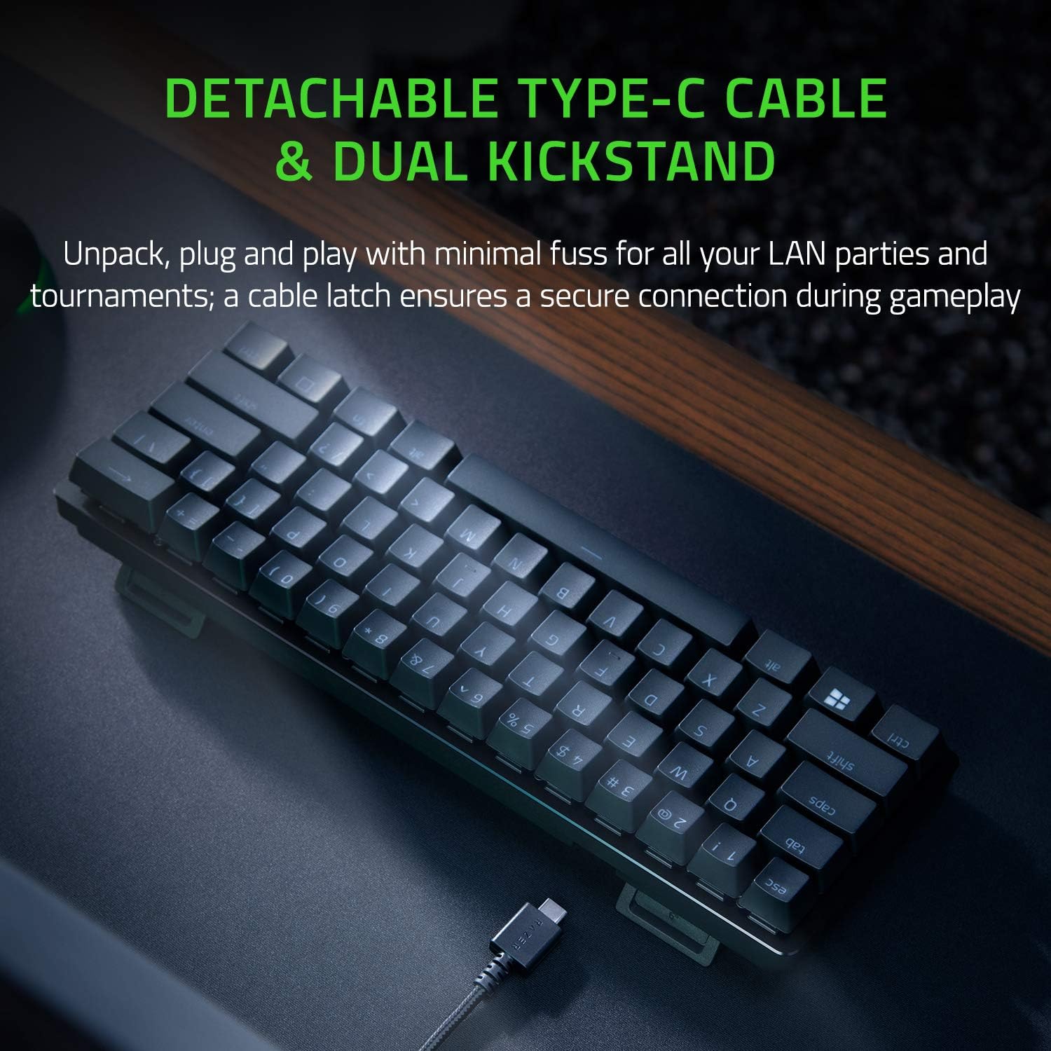 Razer Huntsman Mini 60% Gaming Keyboard: Fast Keyboard Switches - Clicky Optical Switches - Chroma RGB Lighting - PBT Keycaps - Onboard Memory - Snap Tap - Black-3