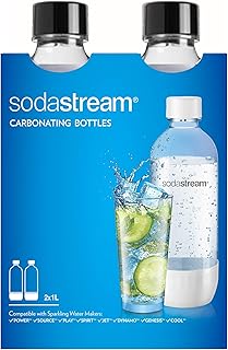 SodaStream Classic Dishwasher Safe 1L Carbonating Bottle, Pack of 2 (Black)