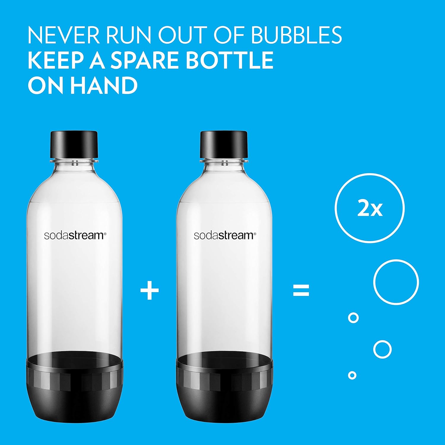 SodaStream Classic Dishwasher Safe 1L Carbonating Bottle, Pack of 2 (Black)-2