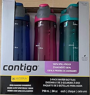 Contigo AUTOSEAL 24oz. Spill-Proof and BPA Free Water Bottle, 3-pack