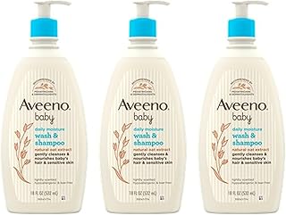 Aveeno Baby Daily Moisture Gentle Body Wash & Shampoo with Oat Extract, 2-in-1 Baby Bath Wash & Hair Shampoo, Tear- & Paraben-Free for Hair & Sensitive Skin, Lightly Scented, 18 fl. oz