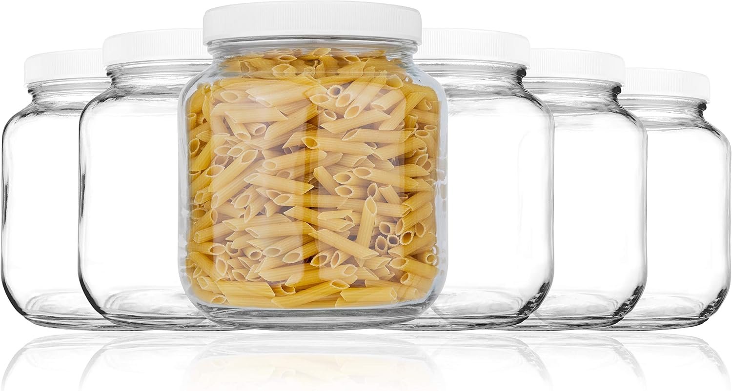 6 Pack of Half Gallon Mason Jars - Wide Mouth with Airtight Lid - Safe Container for Fermenting, Pickling, and Storing - By KitchenToolz-0