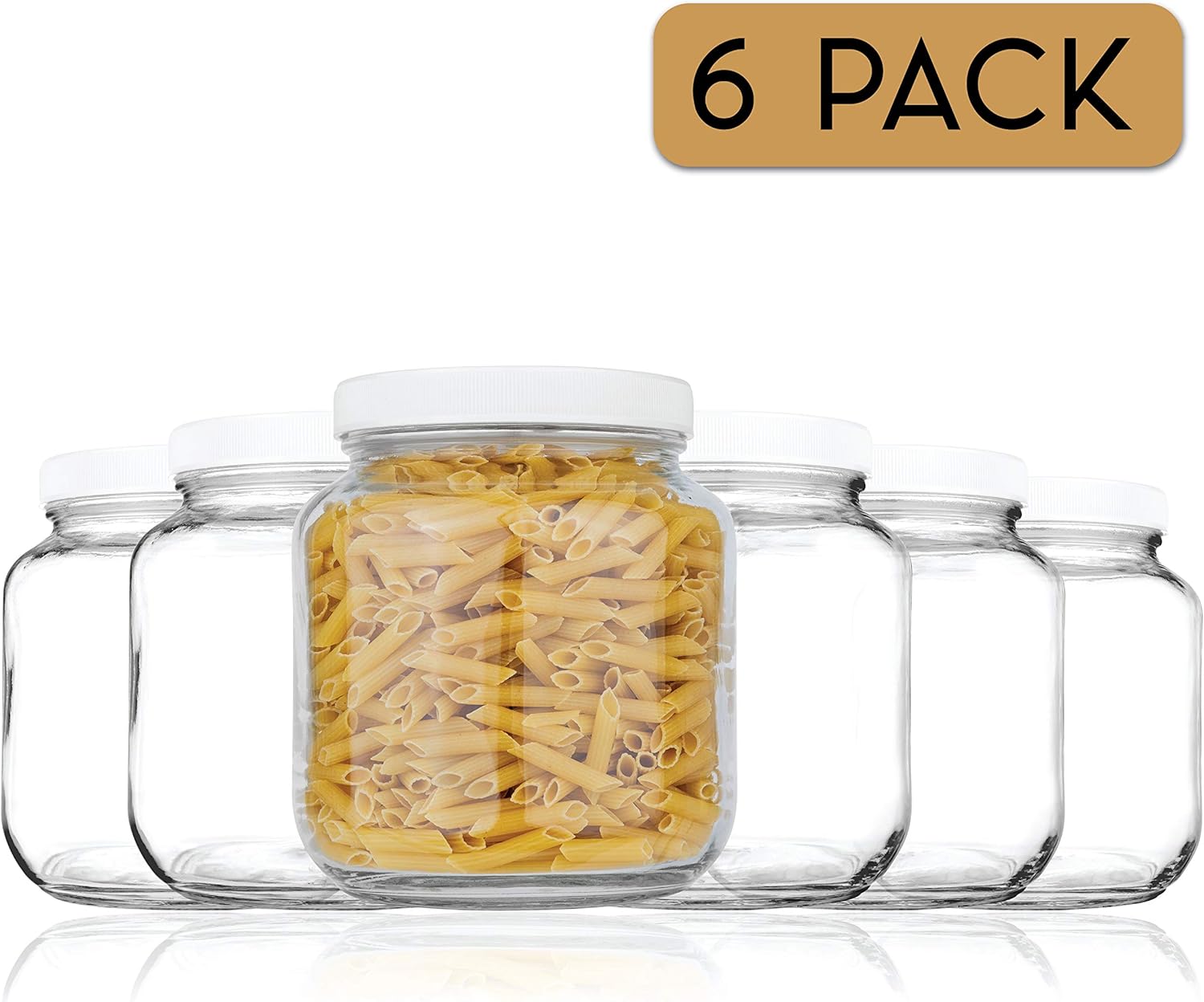 6 Pack of Half Gallon Mason Jars - Wide Mouth with Airtight Lid - Safe Container for Fermenting, Pickling, and Storing - By KitchenToolz-5