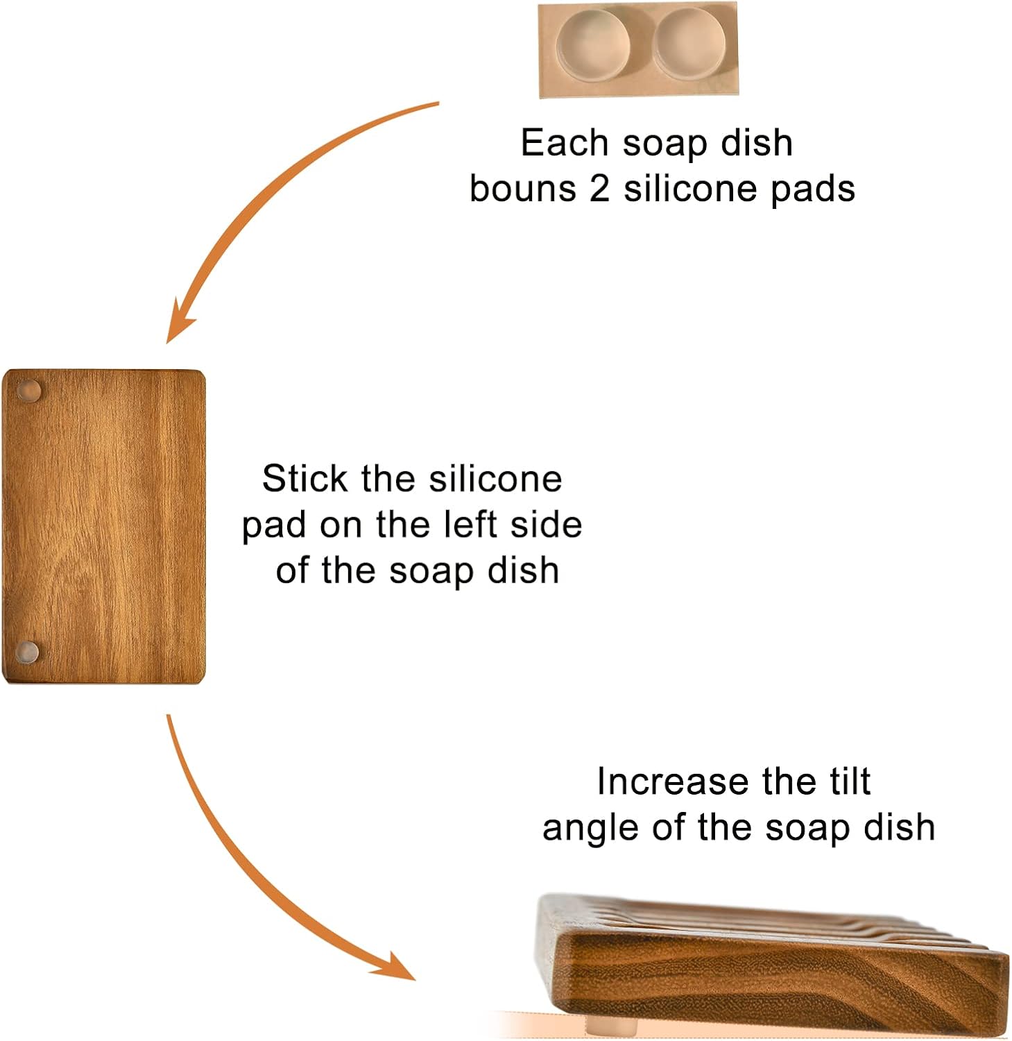 SUBEKYU Wooden Soap Dishes for Bathroom/Shower, Bar Soap Holder with Self Draining Tray, Natural Waterfall Drain Soap Saver, Teak (2P)-2