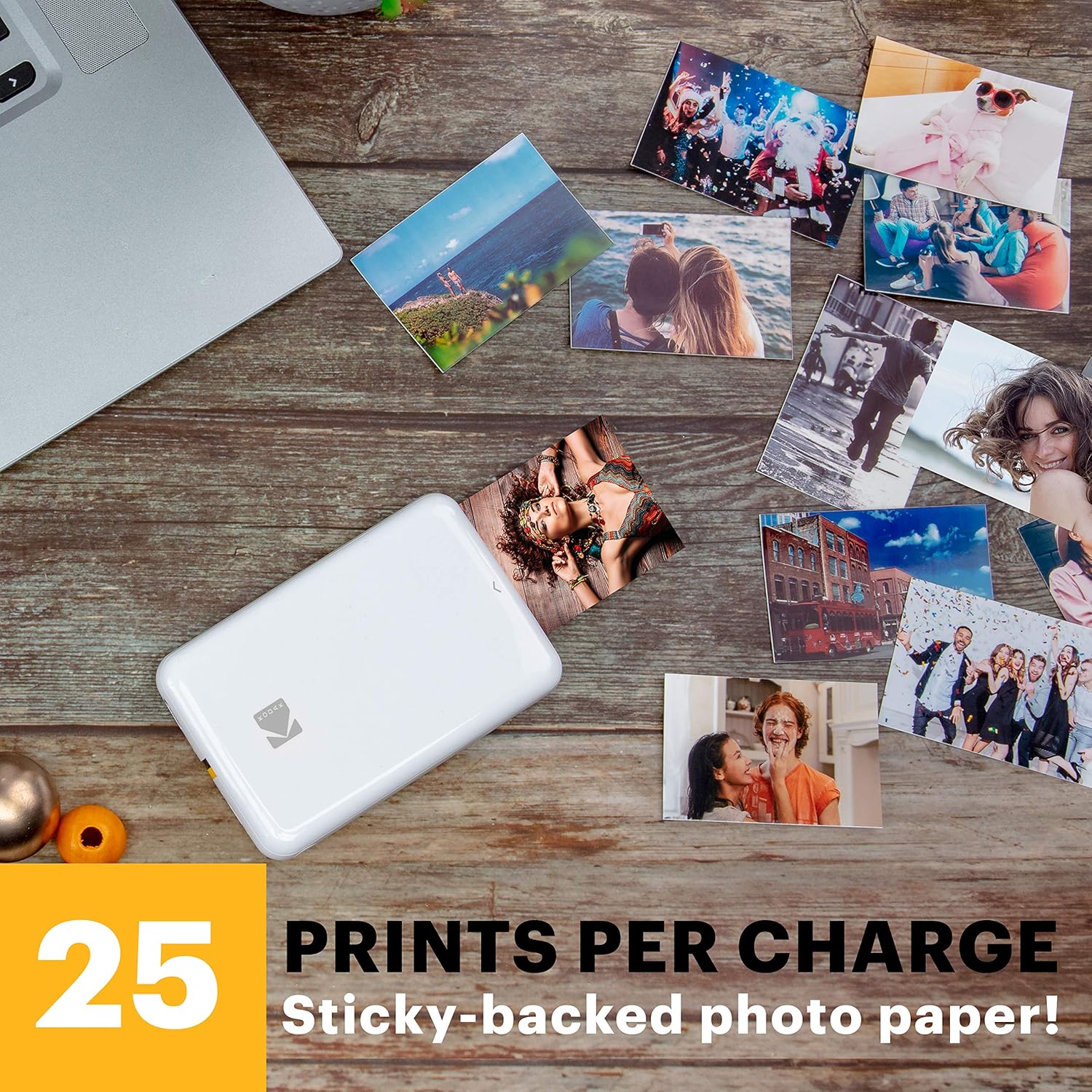 KODAK Step Instant Smartphone Photo Printer - Portable Mini Color Wireless Mobile Printer - Zink 2x3” Sticky-Back Photos - Bluetooth Compatible with iOS & Android Devices - Fun Editing App - White-2