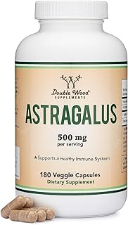 Double Wood Supplements Immune Boosting Astragalus 500mg 180 Capsules - Rich in Flavonoids and Polysaccharides - Non-GMO, Gluten Free, Third Party Tested