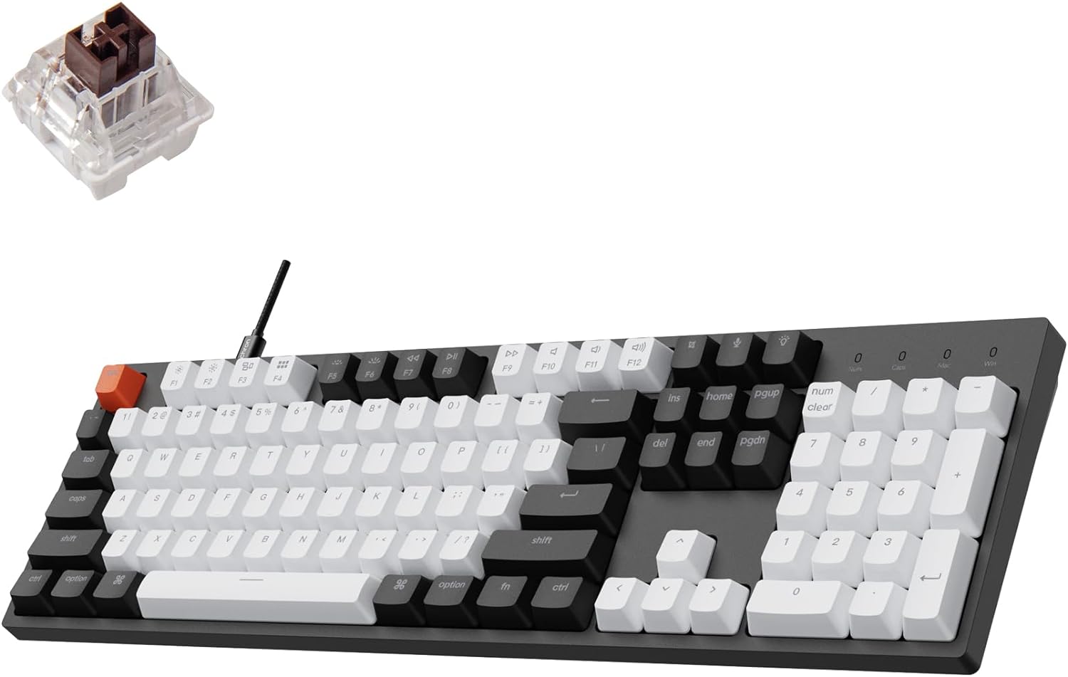 Keychron C2 Full Size 104 Keys Wired Mechanical Gaming Keyboard for Mac Layout, Gateron G Pro Brown Switch/White LED Backlight/Double Shot ABS Keycaps/USB C Computer Keyboard for Windows Laptop-0