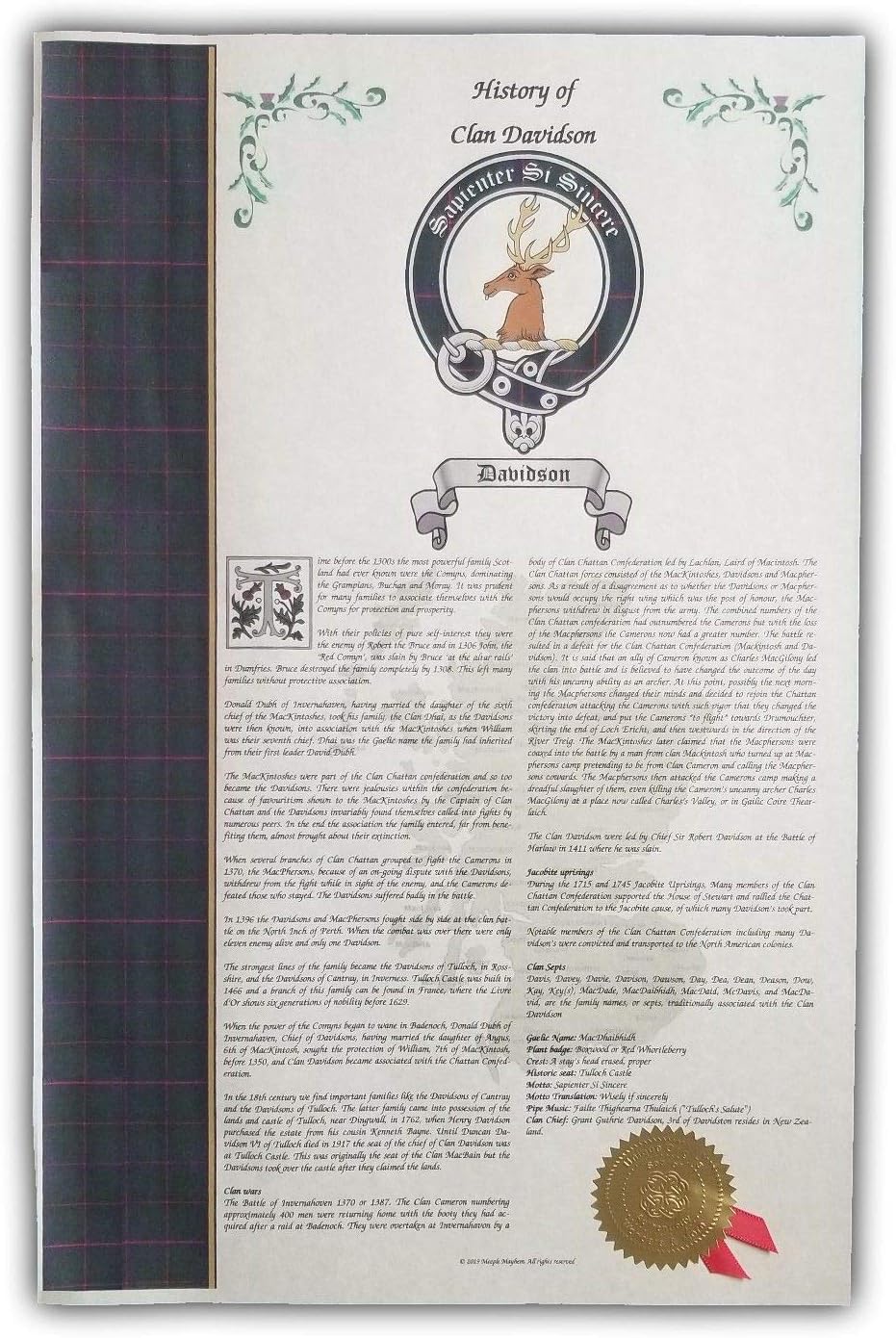 Mr Sweets Allony Scottish Clan & Sept 11x17 History Print - Tartan, Buckle, Crest, Last Name Surname Meaning, Genealogy, Family Tree Research Aid, Roots, Ancestry, Ancestors and Namesakes-1