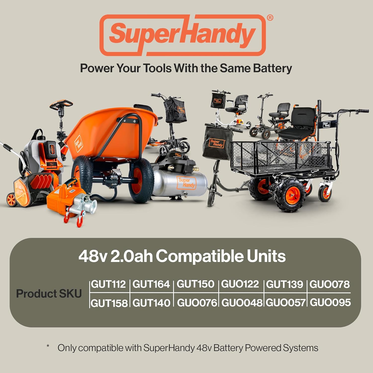 SuperHandy Lithium-Ion Rechargeable Battery 48V DC 2Ah 88.8 Watt Hours (for The Mobility Scooter, ULV Foggers, Earth/Ice Auger and More) (BL481-SH)-1